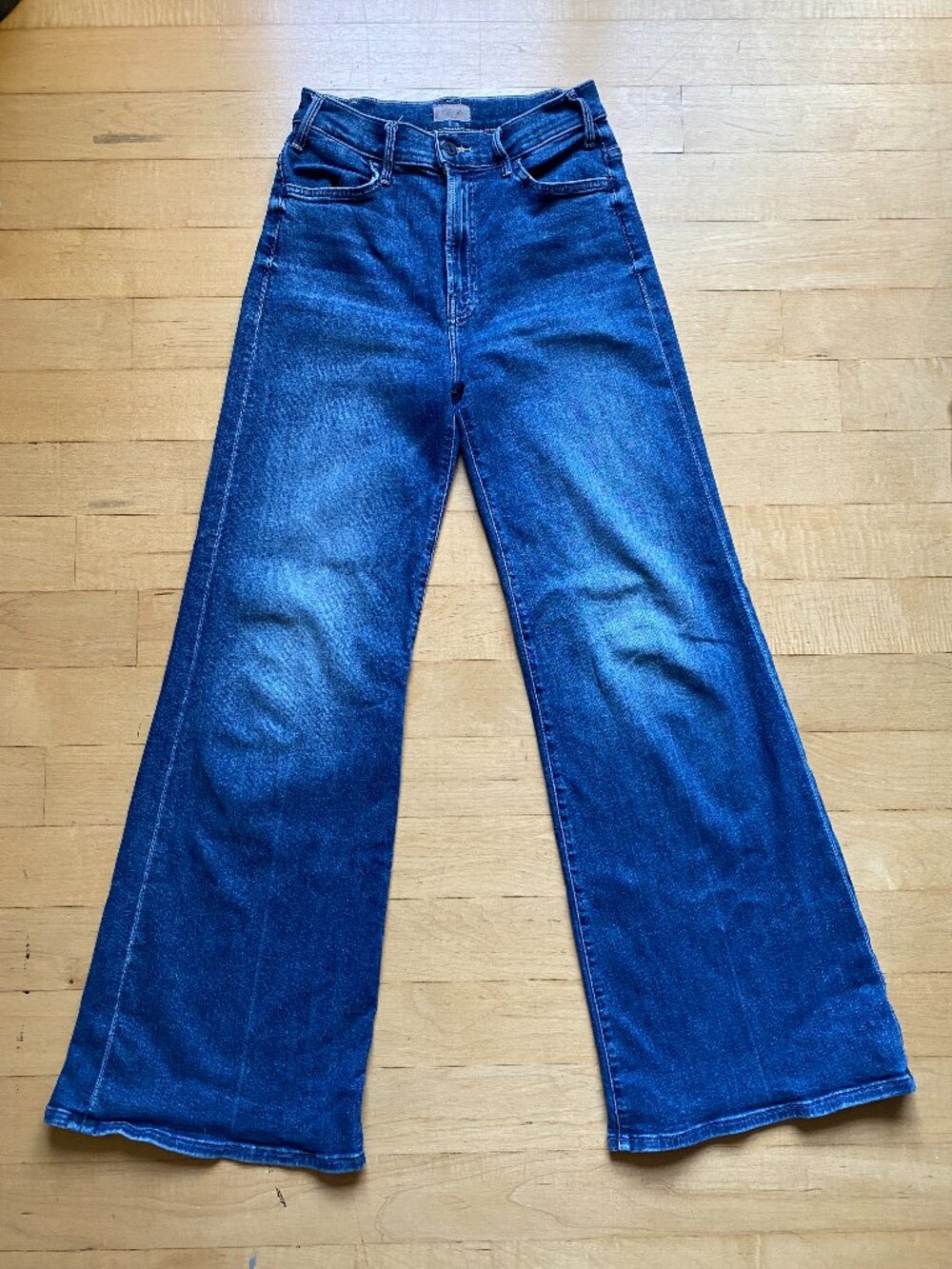 MOTHER Hustler Roller Skimp Wide Leg Jeans "Caving In" Wash Size 25